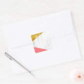 Wit Goud Zalm Marmer Vierkante Sticker (Envelop)
