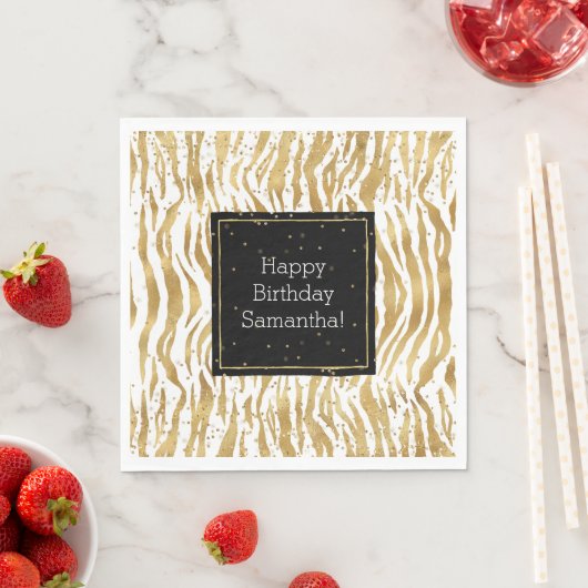Wit Goud Zebra Glitz Confetti Servet (Insitu)