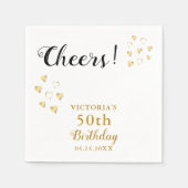 Wit Goud Zwart Proost Aangepaste Naam 50e Verjaard Servet (Voorkant)