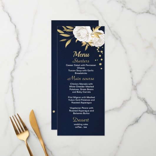 wit goudblauw blauw menu (Voorkant / Achterkant in situ)