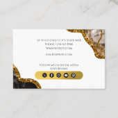 Wit & Gouden Agaat Geode Glitter Monogram Marmer Visitekaartje (Achterkant)