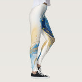 Wit-gouden-blauwe print Leggings (Rechts)