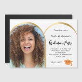 Wit gouden fotoboog afstuderen magnetische uitnodiging (Voorkant / Achterkant)