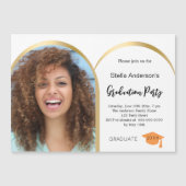 Wit gouden fotoboog afstuderen magnetische uitnodiging (Voorkant)