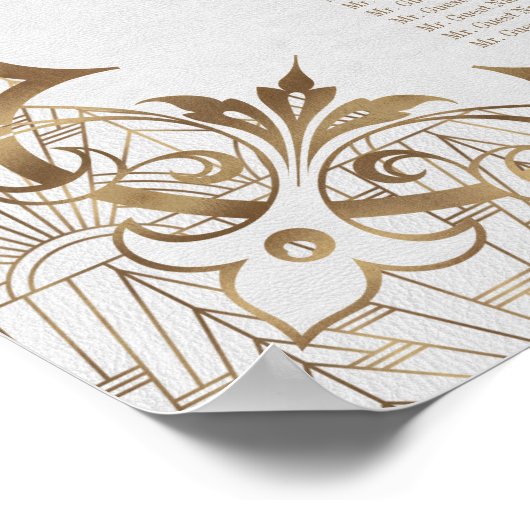Wit Gouden Gatsby Art Deco Zitplaatskaart Poster (Hoek)