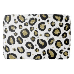 Wit Gouden Glitter & Zwarte Luipaard Jachtluipaard Badmat