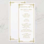 Wit gouden Great Gatsby Art Deco bruiloftsmenu kaa Menu (Voorkant / Achterkant)