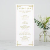Wit gouden Great Gatsby Art Deco bruiloftsmenu kaa Menu (Staand voorkant)