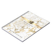 Wit/Gouden Marmer, Naam & Monogram, Beroep Notitieboek (Linkerzijde)