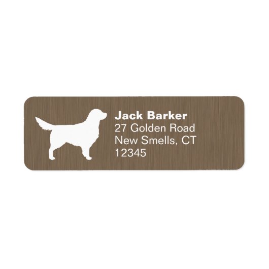 Wit Gouden Retriever Hond Silhouet Adres Etiket (Voorkant)