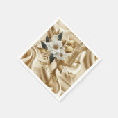 Wit Gouden Rozen, Champagne Zijde & Vlinders Servet (Hoek)