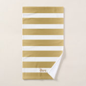 Wit & Gouden Strepen Modern Ontwerp Bad Handdoek (Handdoek)
