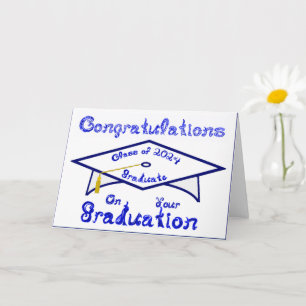 Wit Graduation Cap Blauw Afstuderen Klasse 2024 Pe Kaart