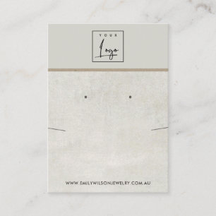 WIT GRAY CONCRETE KETTING EARRING DISPLAY UIT VISITEKAARTJE