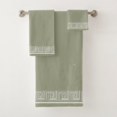 Wit Grecian Frieze Design Sage Bad Handdoek (Insitu)