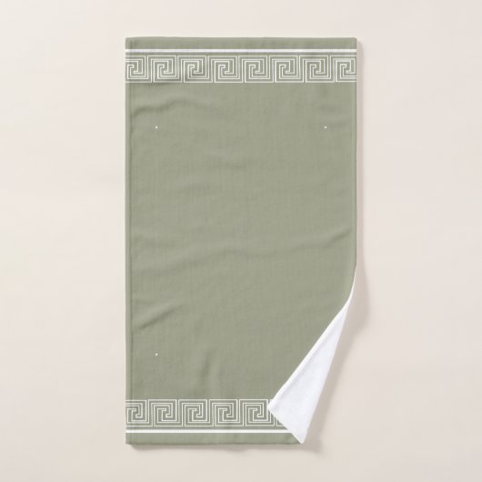 Wit Grecian Frieze Design Sage Bad Handdoek (Handdoek)