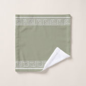Wit Grecian Frieze Design Sage Bad Handdoek (Wasdoekje)