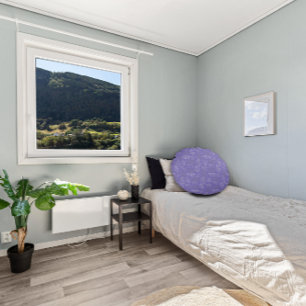 Wit grijs blad patroon lavendel rond kussen