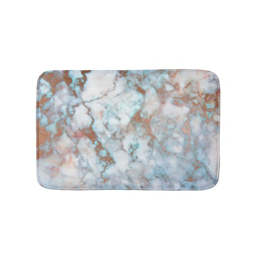 Wit Grijs Blauw Marmeren Steen Bruin Glitter Badmat (Voorkant)
