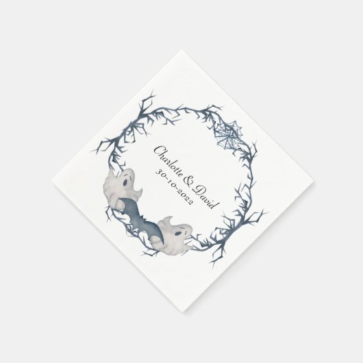 Wit Grijs Boo Ghost Bat Halloween Krans Bruiloft Servet (Hoek)