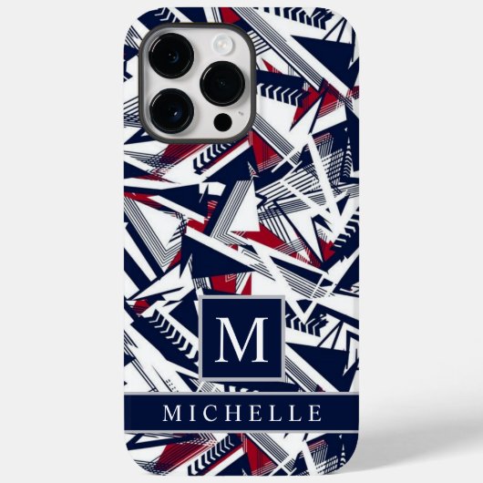 wit grijs donkerblauw rood geometrisch Case-Mate iPhone case (Achterkant)