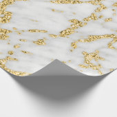 Wit Grijs Goud Faux Glitter Carrara Marmeren Steen Cadeaupapier (Hoek)
