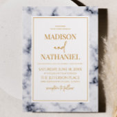 Wit Grijs Goud Marmer Elegant Bruiloft Kaart