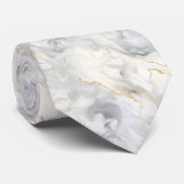 Wit Grijs Goud Marmeren Swirl Bruiloft Formele Gro Stropdas (Opgerold)