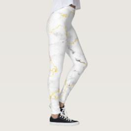Wit grijs gouden folie marmeren patroon leggings