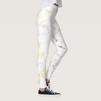 Wit grijs gouden folie marmeren patroon leggings