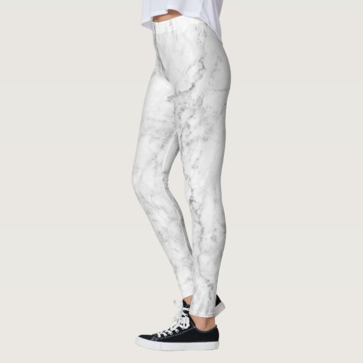 Wit & Grijs Marmeren Steen Ontwerp Leggings (Links)