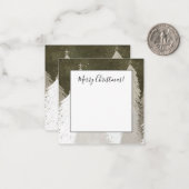 Wit & grijs met sneeuw bedekte pijnbomen schoolbor notitiekaartje (Voorkant / Achterkant in situ)