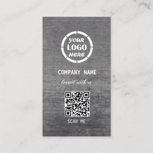 Wit Grijs Professioneel Ontwerp Moderne QR Code Visitekaartje (Voorkant)
