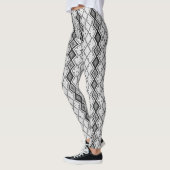 Wit & Grijs Sequins Geometrisch Patroon Leggings (Links)