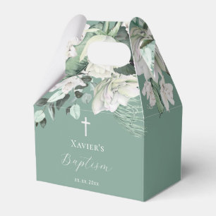 wit groen boeket Doop Favor Box Bedankdoosjes