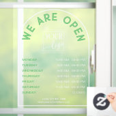 Wit groen boogvormig Lijst openingstijden Logo Raamsticker (Huis)