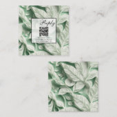 wit groen botanisch blad QR-code Informatiekaartje (Voorkant / Achterkant)