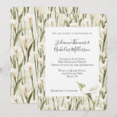 Wit Groen Calla Lily Floral Wedding Kaart (Voorkant / Achterkant)