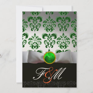 WIT GROEN DAMAST & KLAVER MONOGRAM GOUD Oranje Kaart