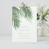 Wit Groen Elegante Tropische Palm Bladeren RSVP Kaart (Staand voorkant)