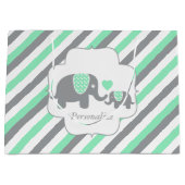 Wit, groen en grijs Baby shower van olifanten Large Cadeauzakje (Voorkant)