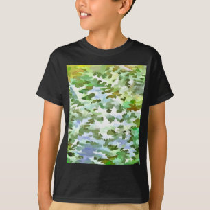 Wit, groen en poederblauw camouflagepatroon t-shirt