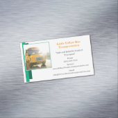 Wit Groen Geel School Bus Driver Magnetisch Visitekaartje (Voorbeeld)