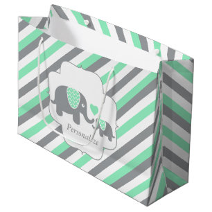 Wit, groen & grijs Baby shower van Elephants Large Cadeauzakje