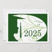 Wit/Groen Man Silhouette 2025 Afstudeerfeest Kaart (Voorkant)