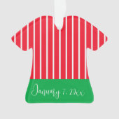 Wit Groen Rode Baby's Eerste Kerstmis Ornament (voorkant)