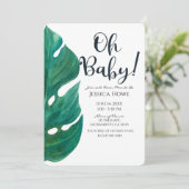 Wit & Groen Tropical Leaf Classy Oh Baby shower Kaart (Staand voorkant)