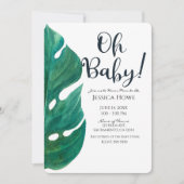 Wit & Groen Tropical Leaf Classy Oh Baby shower Kaart (Voorkant)