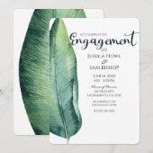 Wit & Groen Tropical Leaf Classy Verloving Kaart (Voorkant / Achterkant)