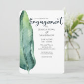 Wit & Groen Tropical Leaf Classy Verloving Kaart (Staand voorkant)